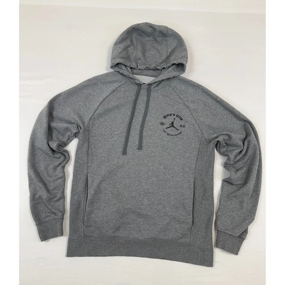 Jordan Men's Mikes Gym‎ Breakfast Club Dri-FIT Graphic Hoodie Gray Size Medium
